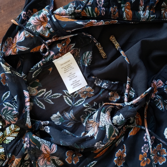 Veronica Beard Shaia Embellished Ruched Ruffle Sleeve Dress in Black Multi Sz 6 - Picture 12 of 13